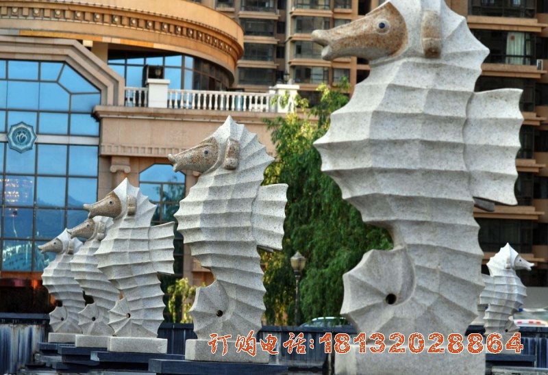 大理石喷水海马雕塑