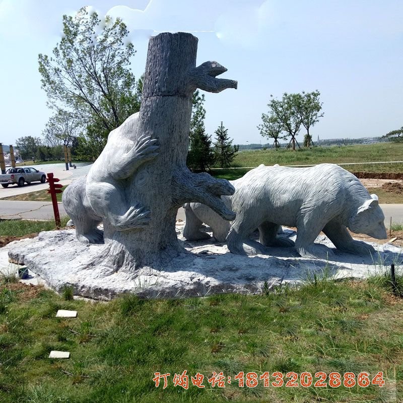 公园动物狗熊石雕