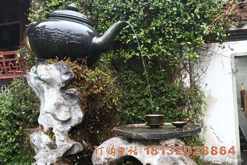 公园景区流水茶壶铜雕