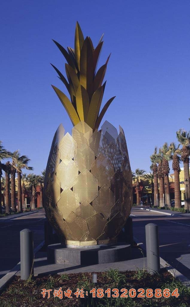 城市不锈钢大型菠萝雕塑