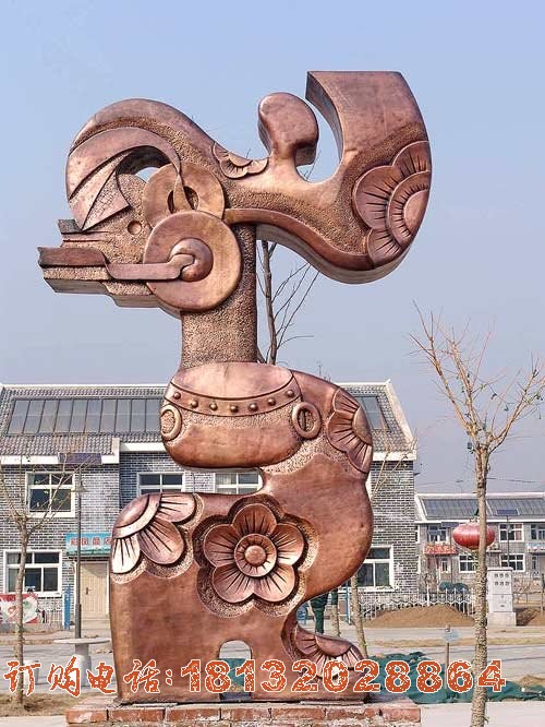 广场大型抽象皮影戏人物铜雕