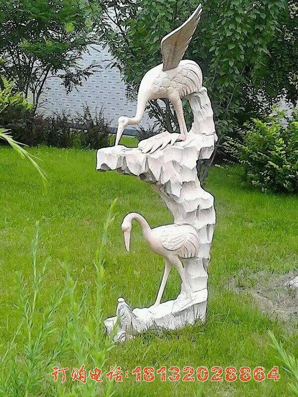 大理石仙鹤鲤鱼雕塑