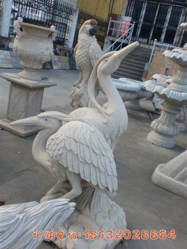 公园大理石仙鹤雕塑