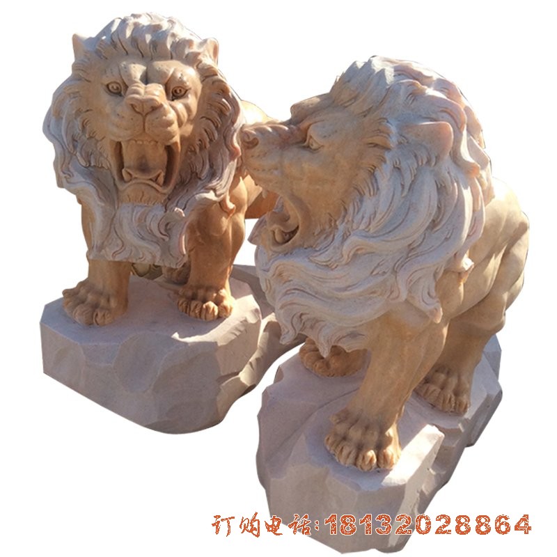 晚霞红欧式狮子雕塑