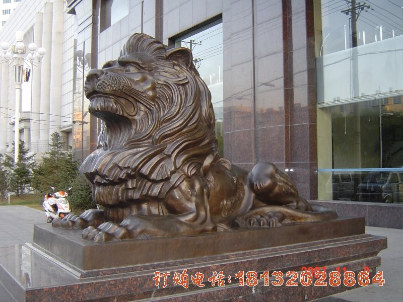 银行门口汇丰狮铜雕