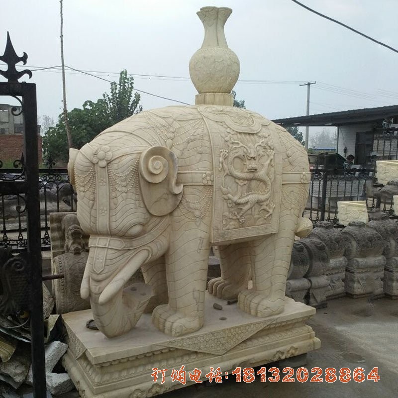 大理石宝瓶大象雕塑