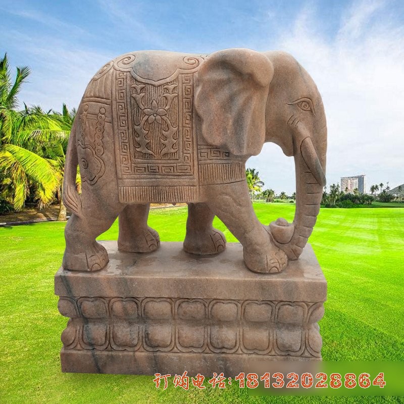 晚霞红大象雕塑