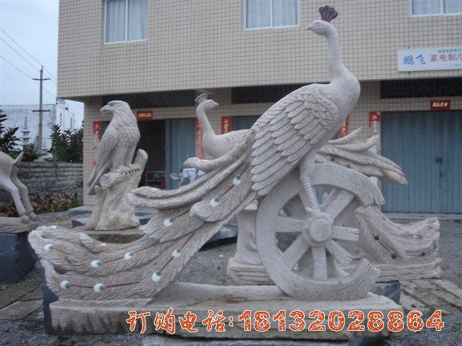 大理石动物公园孔雀雕塑