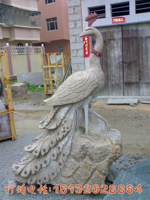公园动物孔雀石雕