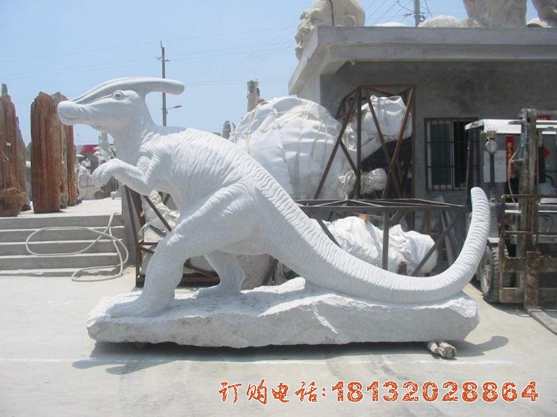 汉白玉副栉龙恐龙雕塑