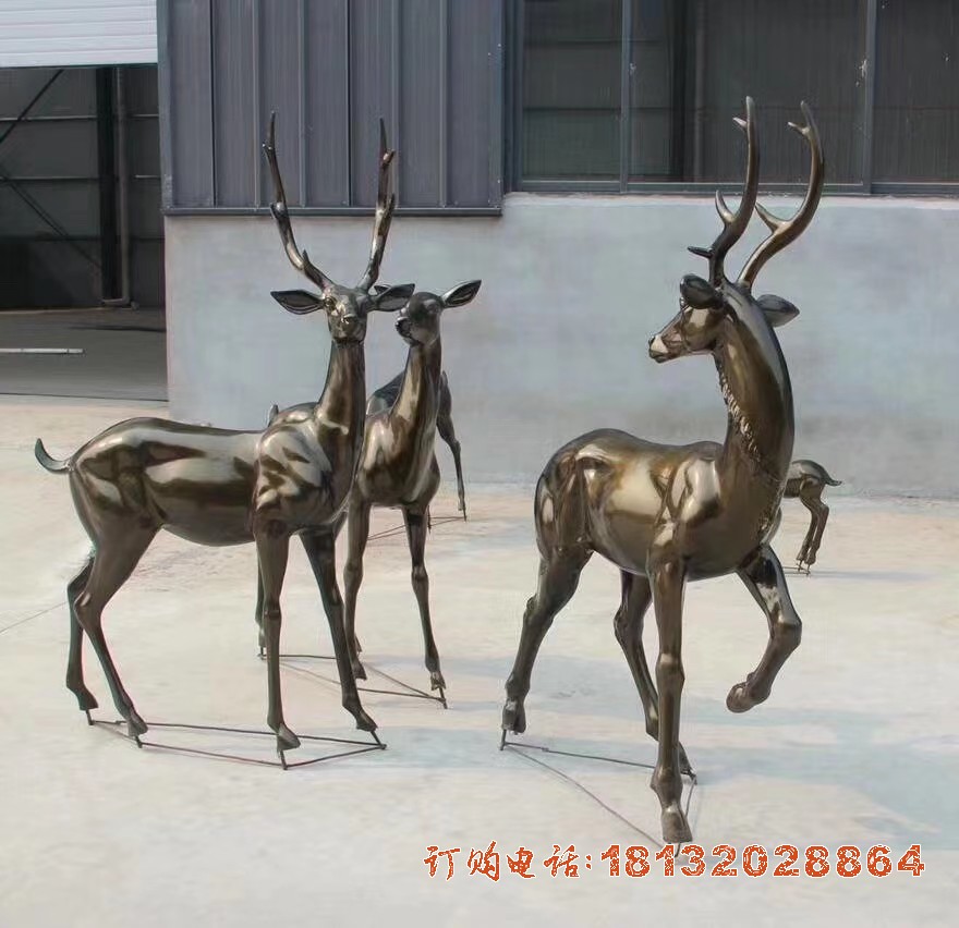 铜雕鹿  公园动物雕塑