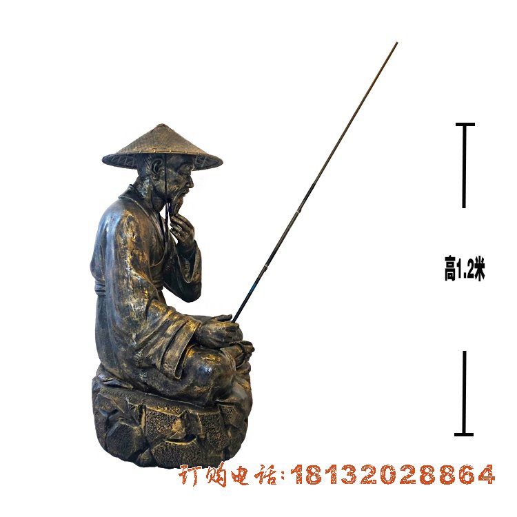公园姜太公钓鱼人物铜雕