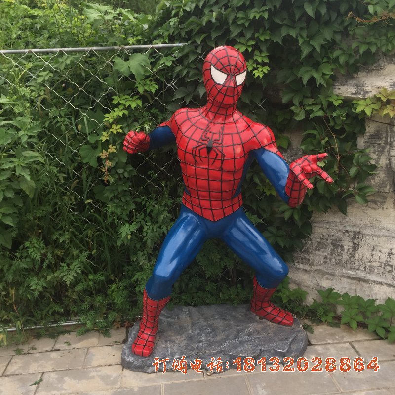 玻璃钢蜘蛛侠立式雕塑