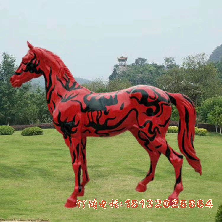 玻璃钢彩绘马动物雕塑