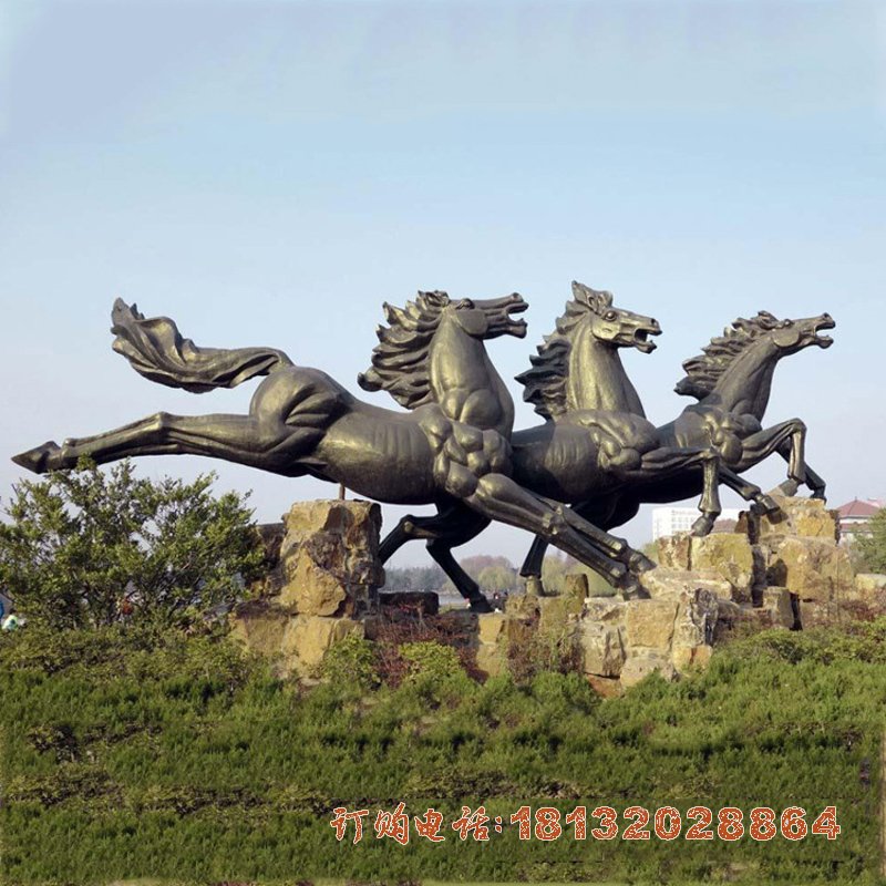 公园奔跑的马铜雕