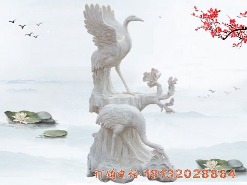 大理石仙鹤雕塑