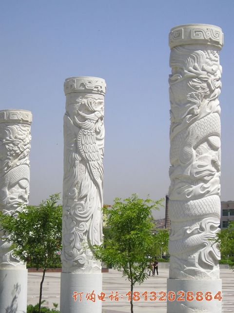 汉白玉广场龙柱雕塑