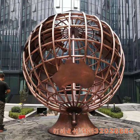 铜雕企业地球仪雕塑