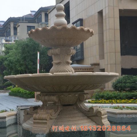 大理石双层简约喷泉雕塑