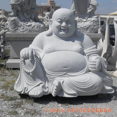 汉白玉坐式弥勒佛雕像