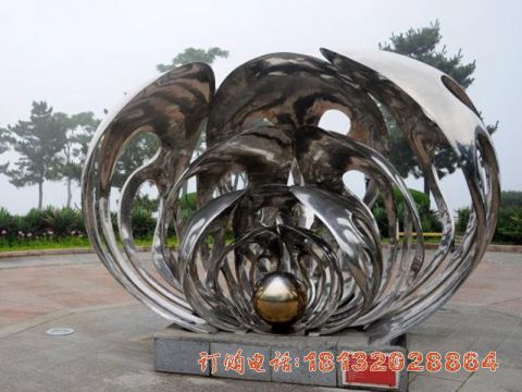 不锈钢公园珍珠贝壳雕塑