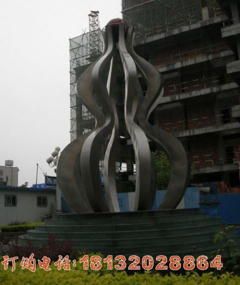 大型不锈钢抽象葫芦雕塑
