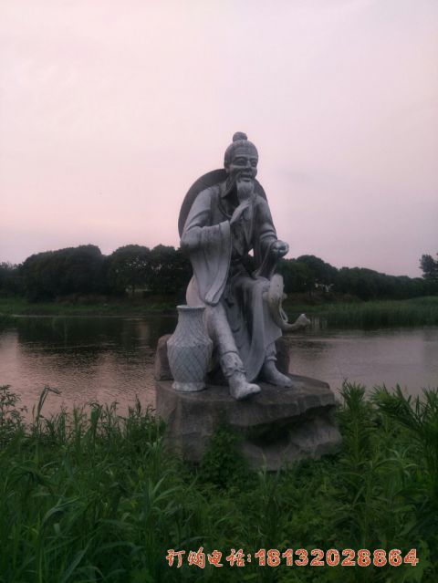 石雕姜太公钓鱼古代人物雕塑