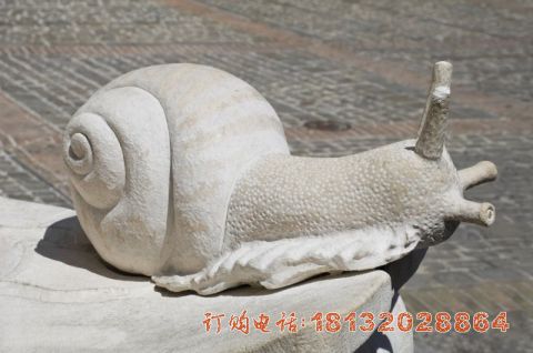 汉白玉蜗牛动物石雕
