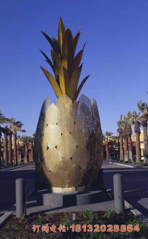 不锈钢大型菠萝雕塑