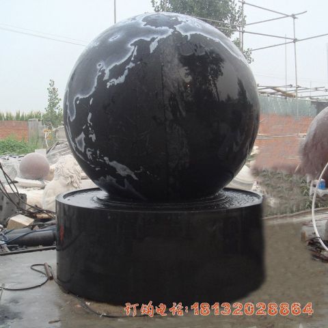 中国黑风水球石雕