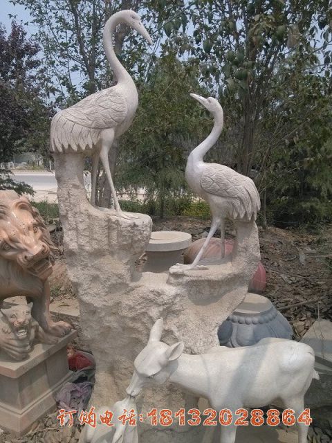大理石雕刻丹顶鹤