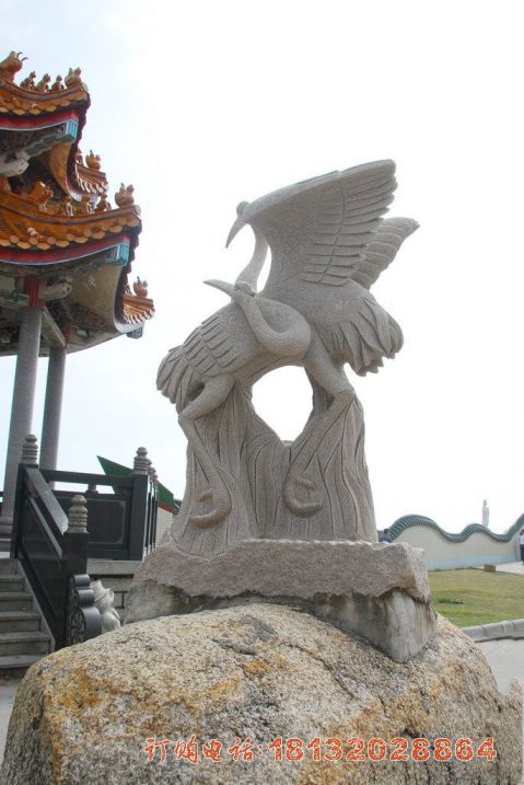公园动物大理石仙鹤雕塑