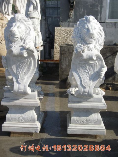 欧式盾牌狮子石雕