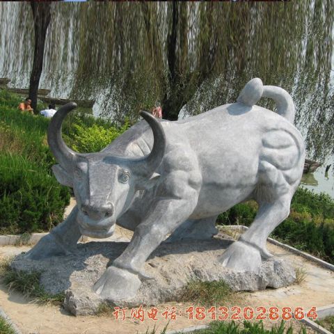 青石华尔街牛雕塑