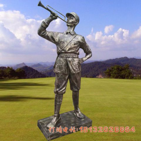 铸铜解放军人物雕塑