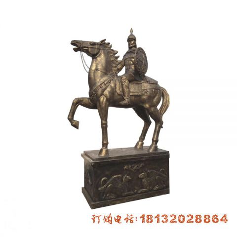 骑马古代人物铜雕