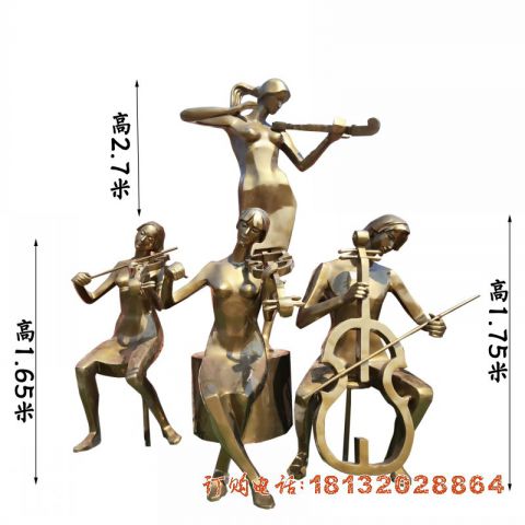 拉提琴音乐人物铜雕