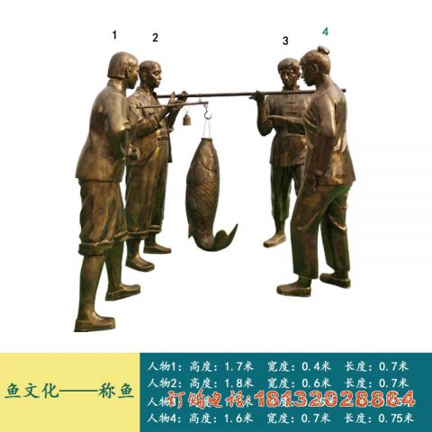 铸铜鱼文化人物雕塑
