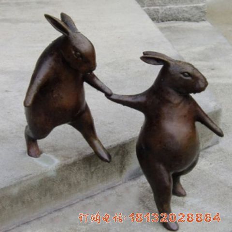公园卡通兔子铜雕