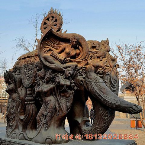宗教庙宇大象铜雕