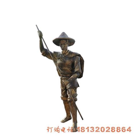 古代人物渔夫铜雕