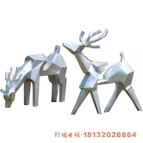 抽象不锈钢几何鹿雕塑