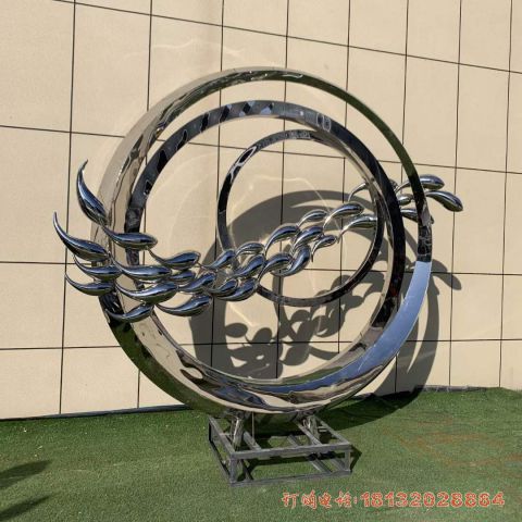 四川绵阳鲤鱼圆环不锈钢效果图雕塑