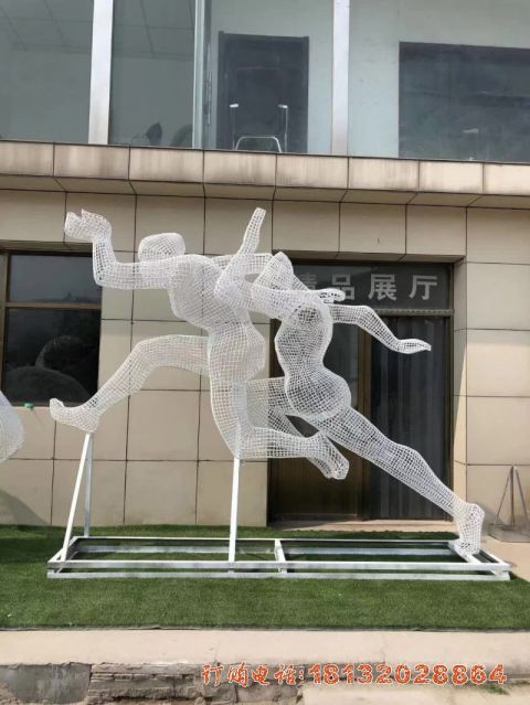 跳远人物不锈钢运动雕塑