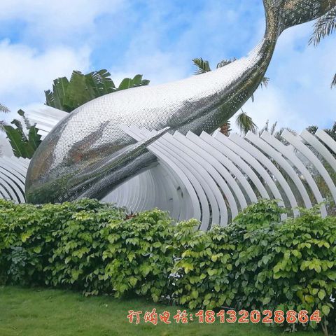 景区广场不锈钢鲸鱼雕塑