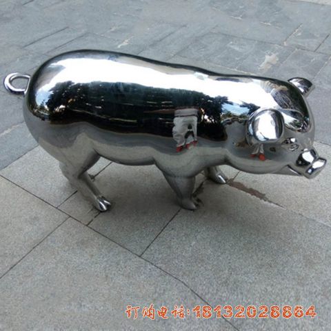 公园动物不锈钢猪雕塑
