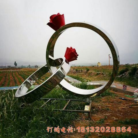 广场玫瑰花戒指不锈钢雕塑