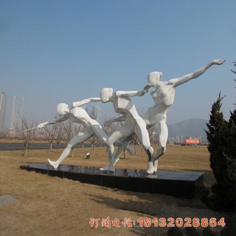 公园击剑运动人物不锈钢雕塑