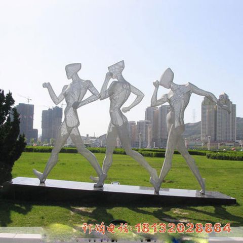 公园竞走人物运动不锈钢雕塑
