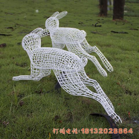 公园兔子动物不锈钢雕塑